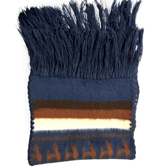 Alpaca ๐ฆ scarf Unisex Mens Womens Striped Fringed Hand Sewn Wrapped Edge - Picture 9 of 11